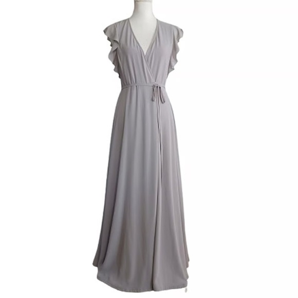 Lulus Dresses & Skirts - Lulu's Crescendo Light Grey Wrap Maxi Dress